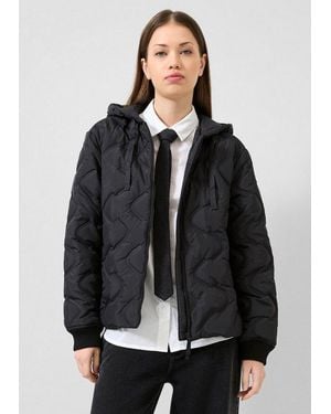 QS Funktionsjacke Outdoor-Jacke Wattierte Jacke Mit Geprägtem Muster - Schwarz