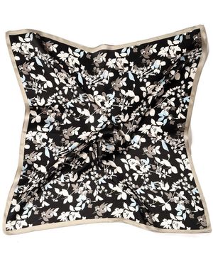 MayTree Seidentuch quadratisch Blütenzweige 53x53cm, Nickituch, Bandana-Schal, (Stück), 100% Seide - Schwarz
