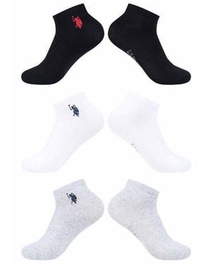 U.S. POLO ASSN. Socken Usnoaah Sneaker 6Er Pack – Kurzsocken Baumwolle Niedrige Socken Mit Elastischem Bund Und Logo - Weiß