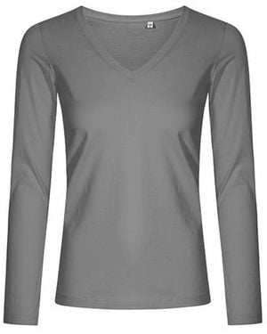 Promodoro Langarmshirt V-Neck T-Shirt Longsleeve, Gekämmte Baumwolle - Grau