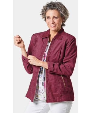 Goldner Blouson Velourslederimitat-Blazer mit Perforierung Attraktiv perforiert - Rot