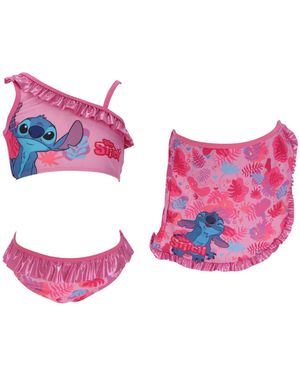Lilo Et Stitch Badeanzug Kinder Bikini mit Sarong Badebekleidung - Pink