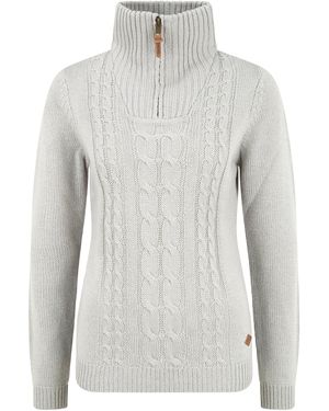 Oxmo Strickpullover OXCarry Strickpulli mit Stehkragen - Weiß