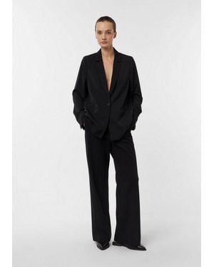 Comma, Chinos Hose Marlenehose Aus Fließendem Jersey - Schwarz