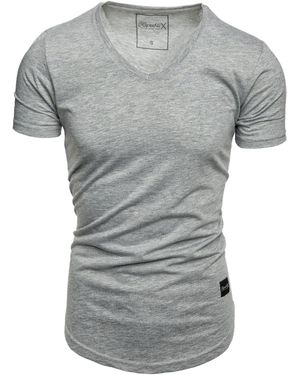 REPUBLIX T- BRANDON Oversize Basic Shirt mit V-Ausschnitt - Grau