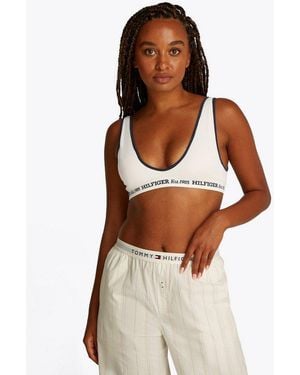 Tommy Hilfiger Triangel-Bh Rp Triangle Mit Rippenstruktur, Mit Logoschriftzug - Natur