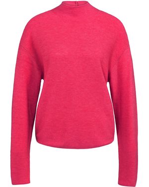 Yaya Rundhalspullover Pullover mit Knöpfen am Rücken - Pink