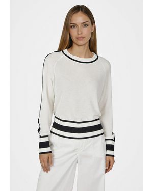MARC AUREL Strickpullover mit Kontrast-Ringeln - Weiß