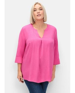 Sheego Tunika Große Größen mit Kellerfalte und 3/4-Ärmeln - Pink