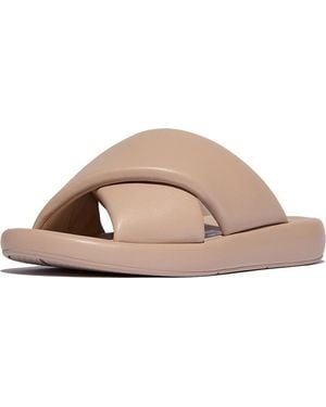Fitflop Iqushion D-Luxe Padded Leather Cross Slides Sandale - Schwarz