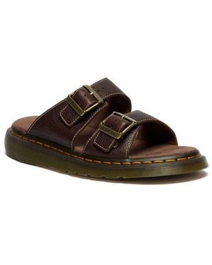 Dr. Martens Josef Pantolette Sommerschuh, Schlupfschuh Mit Logoprägung An Den Schnallen, Slide - Braun