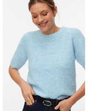 Vero Moda Strickpullover Vmawsome 2/4 O-Neck Pullover Noos - Blau