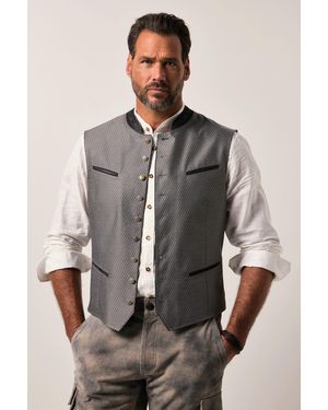 JP1880 Steppweste Weste Tracht Stehkragen Stickerei bis 72 - Grau