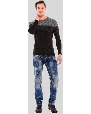 Cipo & Baxx Rundhalspullover Pullover mit Farbverlauf - Blau