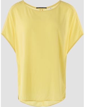 QS Kurzarmbluse Oversize-Bluse aus Viskose Cut Out - Gelb