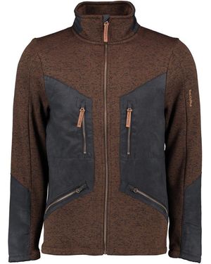 Tom Collins Strickfleecejacke Direne Outdoorjacke hochgeschlossen mit Stehkragen - Braun