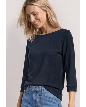 Street One Langarmshirt Mit U-Boot-Ausschnitt - Blau