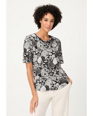Olsen T-Shirt Mit Allover-Dessin - Weiß