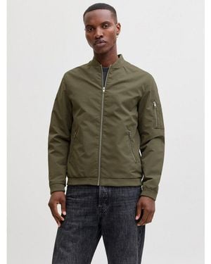 Jack & Jones Blouson Jjerush Mit Stehkragen Und Reißverschlusstaschen Unifarben, Modisch, Regular Fit, Polyester - Grün