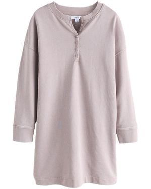 Next Jerseykleid Langarm-Kleid in Washed-Optik mit Henley-Kragen (1-tlg) - Pink