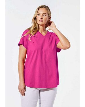 Goldner T-Shirt Shirt Mit V-Ausschnitt (Curvy) - Pink