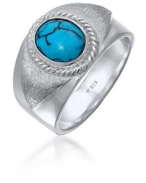 Kuzzoi Siegelring Herrren Siegelring Türkiser Howlith 925 Silber - Blau