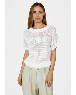 MARC AUREL Strickpullover mit Herz-Intarsie - Weiß