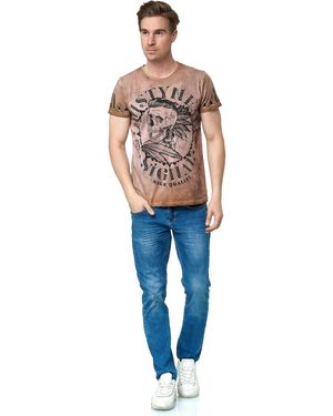 Rusty Neal T-Shirt mit stylischem Totenkopf-Print - Blau