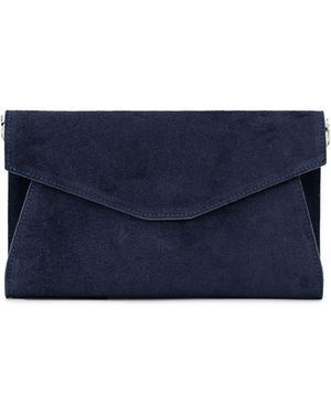 Caspar Clutch Leder Envelope Abendtasche Tasche - Blau