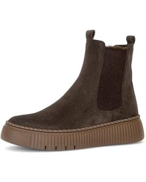 Gabor Chelseaboots Plateau, Stiefelette Mit Zwei Anziehlaschen - Braun