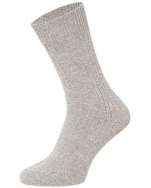 HomeOfSocks Socken 72% Wollsocken Einfarbig Ripp Druckarmer Bund Hochwertige Dünne Wollsocken Druckarm - Grau
