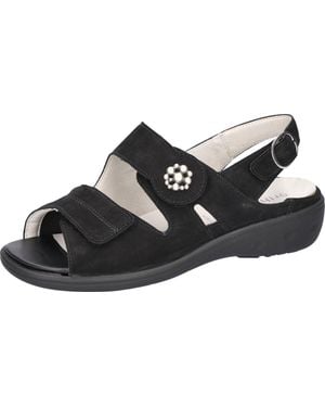 Waldläufer Kara-Soft Sandalette Sommerschuh, Keilsandalette Mit Orthotritt-Funktion, Extraweite K - Schwarz