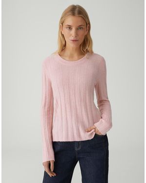 Opus Strickpullover POLMI mit Wollanteil Schmale Passform, figurbetonter Schnitt, Langarm - Pink