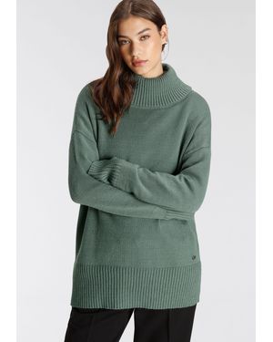 Tamaris Rollkragenpullover mit Rippdetails - Grün