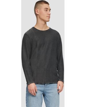 QS Gewaschener Strickpullover mit Rollkante Waschung - Grau