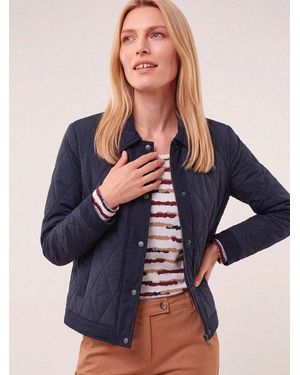 Walbusch Steppjacke Damen Kurze Steppjacke Mit Materialmix Kleiner Kragen, Wasserabweisend - Blau