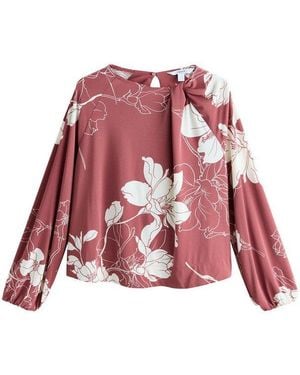 Next Langarmbluse Langärmelige Bluse Mit Drehdetail Am Ausschnitt (1-Tlg) - Rot