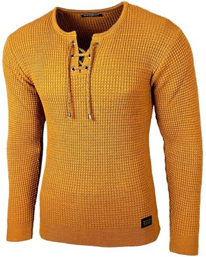 Baxboy Strickpullover Pullover Rundkragen Moderner Feinstrick Pulli B-52132 - Orange