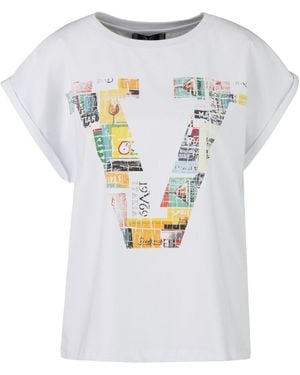 19V69 Italia by Versace T-Shirt LULU VINTAGE mit buntem V Print - Weiß