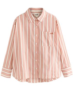 Self Langarmbluse . Übergroßes Shirt aus 100 % Baumwolle (1-tlg) - Pink