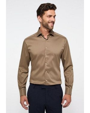 Eterna Langarmhemd Modern Fit Easy Iron (Bügelleicht) - Blau
