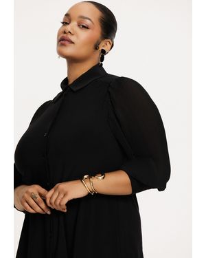 Yoek Blusentop Bluse mit falten - Schwarz