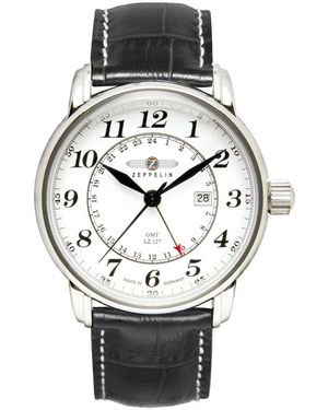 ZEPPELIN Quarzuhr LZ 127 Graf 7642-1, Armbanduhr, uhr, Made in Germany, Lederarmband - Grau