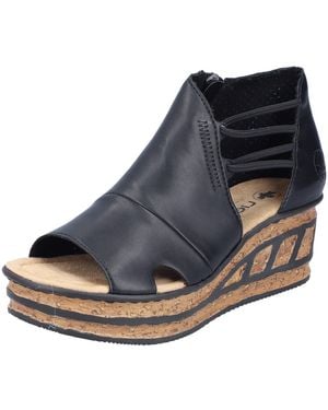 Rieker Keilsandalette, Sommerschuh, Sandale, Keilabsatz, Mit Innen-Reißverschluss - Blau