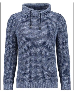 RAGMAN Rundhalspullover Strick mit Kragen - Blau