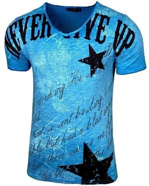Baxboy T-Shirt T-Shirt Never Give Up Mit Sportiven Prints B-300 - Blau
