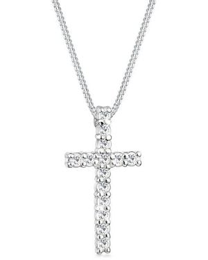 Elli Jewelry Kette Mit Anhänger Kreuz Weiß 925 Sterling Silber, Mit Kristallen Von Swarovski, Kreuz
