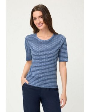 Olsen T-Shirt Mit Allover-Dessin - Blau