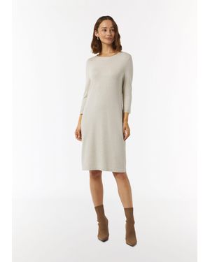 Comma, Minikleid Antailliertes Strickkleid mit seitlichen Rippdetails Rippblende - Natur