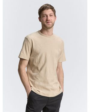 Tom Tailor Jacquard T-Shirt mit Palmen-Motiv - Natur